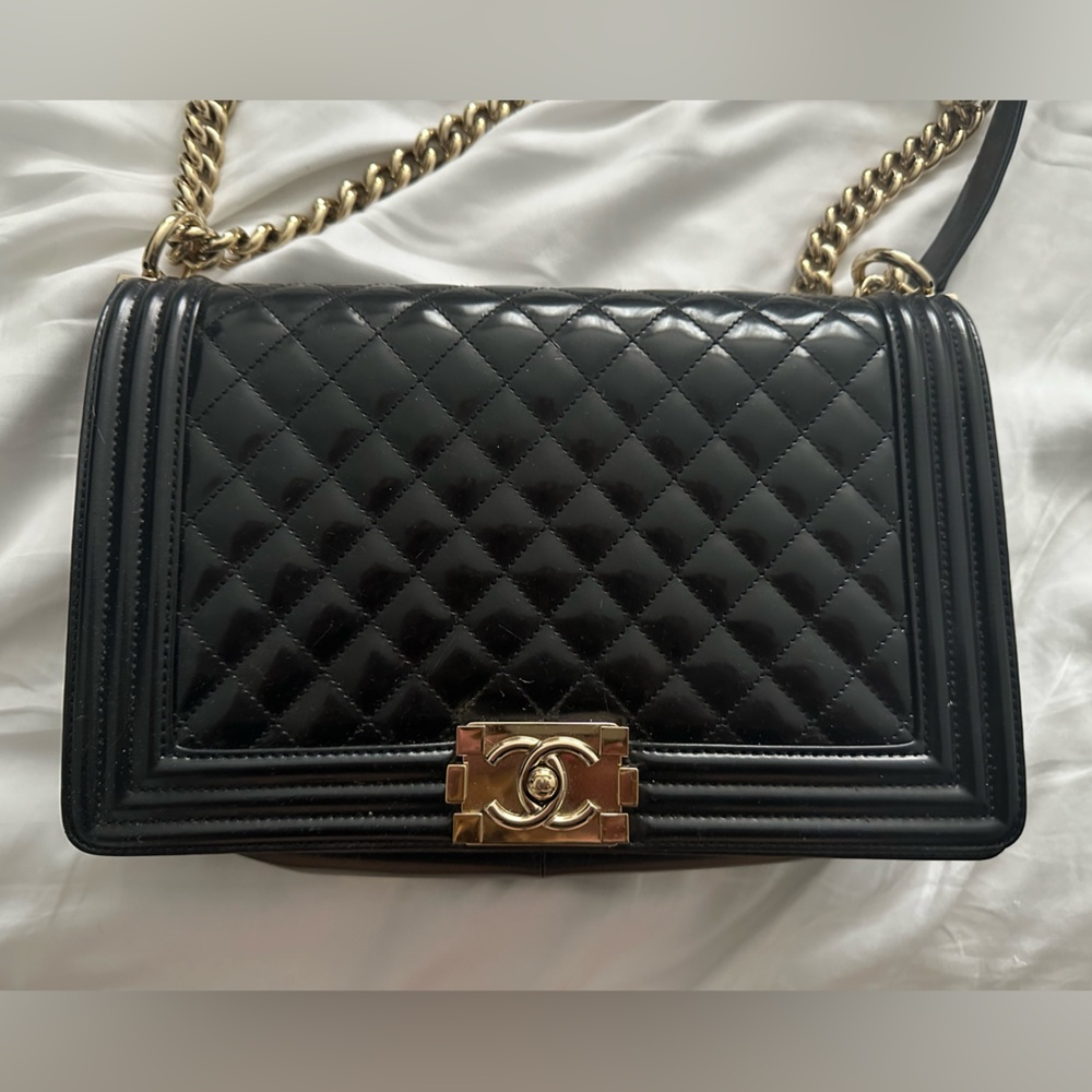 Chanel medium iridescent glazed boy bag light gold hardware